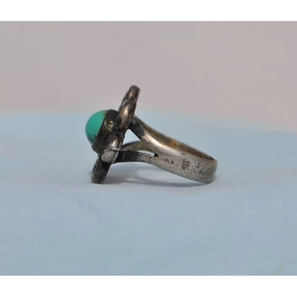 Old Pawn‎ Sterling Silver Native American Indian Turquoise Ring Size 6.5 - Picture 4 of 6